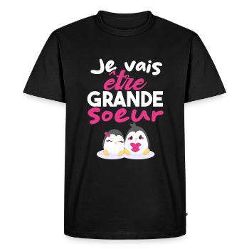 Future Grande Sœur | Annonce Grande Soeur Cadeau - T-shirt Premium bio Homme - noir - Devant - Nico (187cm)