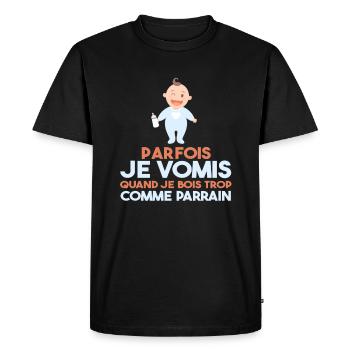 Cadeau humour bébé enfant Biberon Parrain et fille - T-shirt Premium bio Homme - noir - Devant - Nico (187cm)