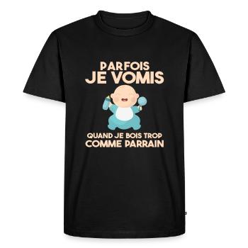 Cadeau humour bébé enfant Biberon Parrain et fille - T-shirt Premium bio Homme - noir - Devant - Nico (187cm)
