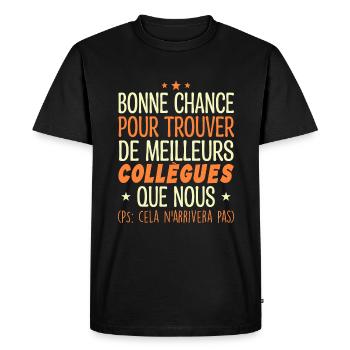 Collègues Cadeau Départ Retraite Humour Collègue - T-shirt Premium bio Homme - noir - Devant - Nico (187cm)
