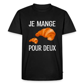 Annonce Grossesse Humour | Je Mange Pour Deux - T-shirt Premium bio Homme - noir - Devant - Nico (187cm)
