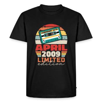 Avril 2009 Vintage Anniversaire Rétro Cadeau, 2009 - T-shirt Premium bio Homme - noir - Devant - Nico (187cm)