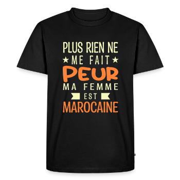 Plus Rien ne me fait peur ma femme est Marocaine - T-shirt Premium bio Homme - noir - Devant - Nico (187cm)
