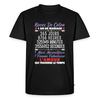 Noces de Coton - T-shirt Premium bio Homme - noir - Devant - Nico (187cm)