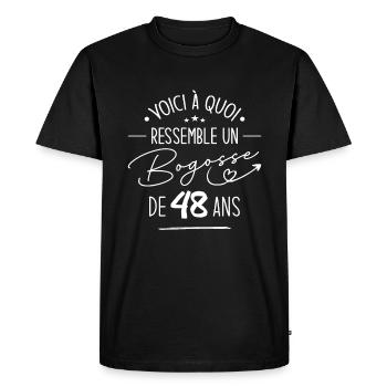 Bogosse 48 ans Cadeau Humour Anniversaire 48 ans - T-shirt Premium bio Homme - noir - Devant - Nico (187cm)