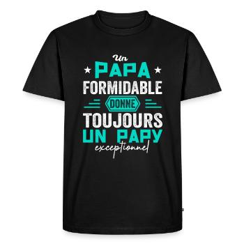 Papa Formidable Papy Exceptionnel Cadeau Papa Papy - T-shirt Premium bio Homme - noir - Devant - Nico (187cm)