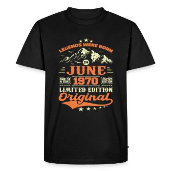 Juin 1970 Anniversaire Né en 1970 Juin Cadeau - T-shirt Premium bio Homme - noir - Devant - Nico (187cm)