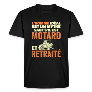 Motard Retraité L'Homme Idéal Cadeau Moto Humour - T-shirt Premium bio Homme - noir - Devant - Nico (187cm)