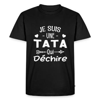 Je Suis Une Tata Qui Déchire - T-shirt Premium bio Homme - noir - Devant - Nico (187cm)