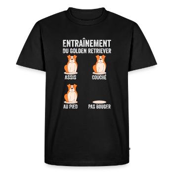 Éducation Chien Entraînement Du Golden Retriever - T-shirt Premium bio Homme - noir - Devant - Nico (187cm)