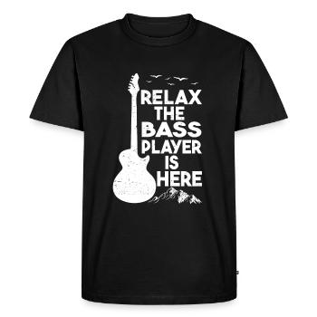 Relax The Bass Player Is Here Guitare Cadeau - T-shirt Premium bio Homme - noir - Devant - Nico (187cm)