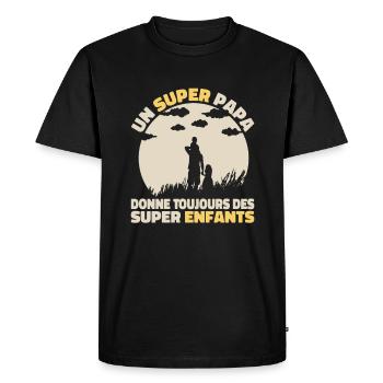 Un super Papa donne Toujours des Super Enfants - T-shirt Premium bio Homme - noir - Devant - Nico (187cm)