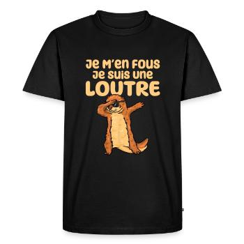 Je M'en Fous Je Suis Une Loutre Cadeau - T-shirt Premium bio Homme - noir - Devant - Nico (187cm)