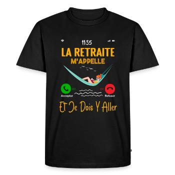 Retraité Femme Humour La Retraite M'appelle Cadeau - T-shirt Premium bio Homme - noir - Devant - Nico (187cm)