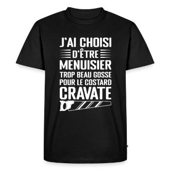 Humour Menuisier Atelier de Menuiserie - T-shirt Premium bio Homme - noir - Devant - Nico (187cm)