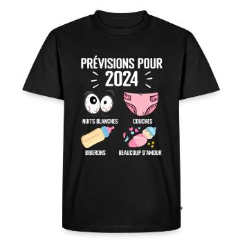 Prévisions pour 2024 Humour Futur Papa pour 2024 - T-shirt Premium bio Homme - noir - Devant - Nico (187cm)