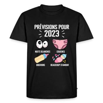 Prévisions pour 2023 Humour Futur Papa pour 2023 - T-shirt Premium bio Homme - noir - Devant - Nico (187cm)