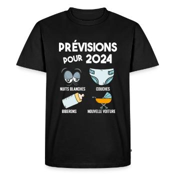 Prévisions pour 2024 Humour Futur Papa pour 2024 - T-shirt Premium bio Homme - noir - Devant - Nico (187cm)