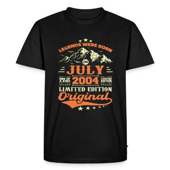 Juillet 2004 vintage rétro anniversaire 2004 - T-shirt Premium bio Homme - noir - Devant - Nico (187cm)