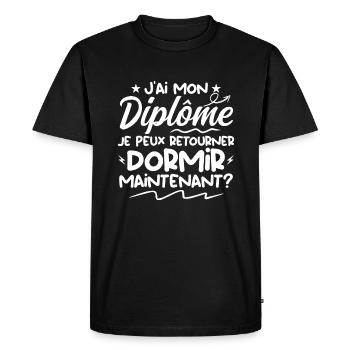 J'ai Mon Diplôme Je Peux Retourner Dormir ? - T-shirt Premium bio Homme - noir - Devant - Nico (187cm)