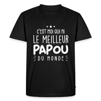 Le Meilleur Papou du Monde - T-shirt Premium bio Homme - noir - Devant - Nico (187cm)
