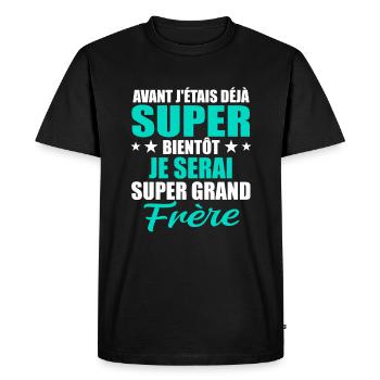 Je Serai Super Grand Frère Garçons - T-shirt Premium bio Homme - noir - Devant - Nico (187cm)