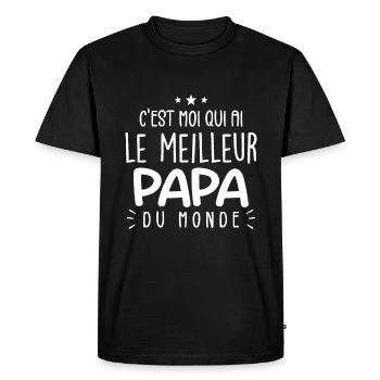 Le Meilleur Papa Cadeau Meilleur Père Humour - T-shirt Premium bio Homme - noir - Devant - Nico (187cm)