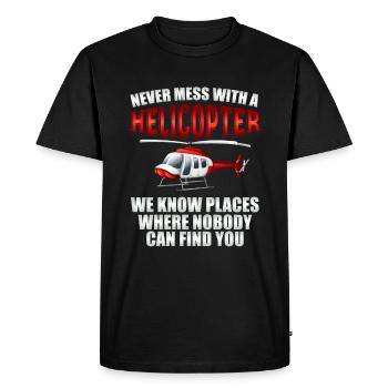 Helicopter Airplane Pilot Flight Gift - Men's Premium Organic T-Shirt - black - Front - Nico (187cm)
