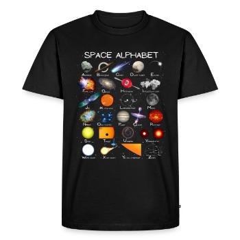 Alphabet de l’astronomie spatiale ABC - T-shirt Premium bio Homme - noir - Devant - Nico (187cm)