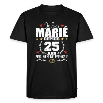Je Suis Marié Depuis 25 Ans, Cadeau 25 Ans Mariage - T-shirt Premium bio Homme - noir - Devant - Nico (187cm)