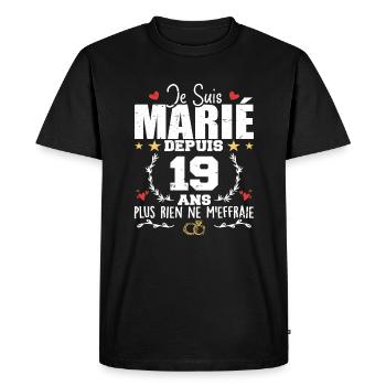 Je Suis Marié Depuis 19 Ans, Cadeau 19 Ans Mariage - T-shirt Premium bio Homme - noir - Devant - Nico (187cm)