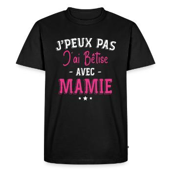 Je Peux Pas J'ai Bêtise Avec Mamie - T-shirt Premium bio Homme - noir - Devant - Nico (187cm)