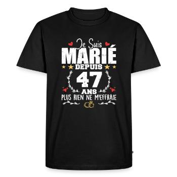 Je Suis Marié Depuis 47 Ans, Cadeau 47 Ans Mariage - T-shirt Premium bio Homme - noir - Devant - Nico (187cm)