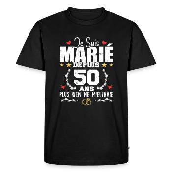 Je Suis Marié Depuis 50 Ans, Cadeau 50 Ans Mariage - T-shirt Premium bio Homme - noir - Devant - Nico (187cm)