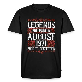 Août 1971 Anniversaire 1971 Légendes Août - T-shirt Premium bio Homme - noir - Devant - Nico (187cm)