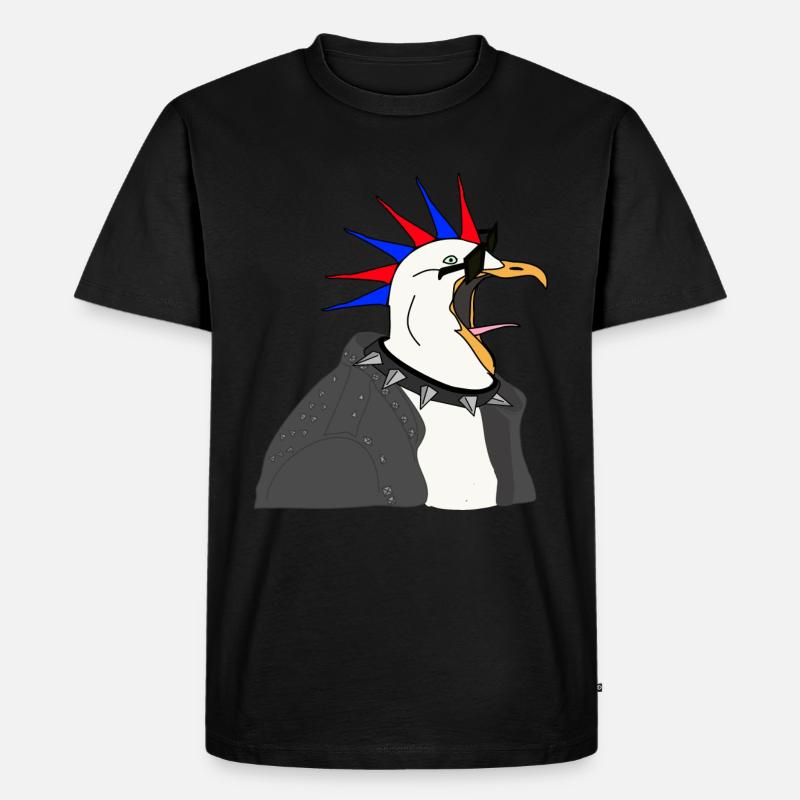 punker möwe lederjacke sonnenbrille - Männer Premium Bio T-Shirt - Schwarz