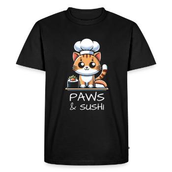 Chats et sushis - T-shirt Premium bio Homme - noir - Devant - Nico (187cm)