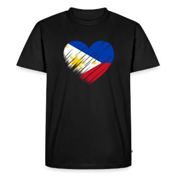 Philippines Flag Heart - Men's Premium Organic T-Shirt - black - Front - Nico (187cm)