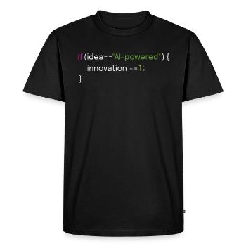 Innovation and AI Coding Design - Men's Premium Organic T-Shirt - black - Front - Nico (187cm)