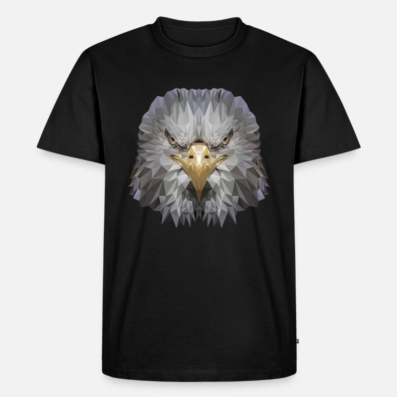 Adler Polygon Greifvogel - Männer Premium Bio T-Shirt - Schwarz