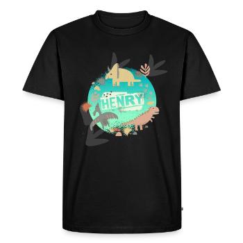 HENRY - Beau nom de garçon avec de mignons dinosaures - T-shirt Premium bio Homme - noir - Devant - Nico (187cm)