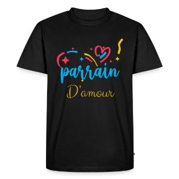 Parrain D' Amour Idée Cadeau Famille - T-shirt Premium bio Homme - noir - Devant - Nico (187cm)
