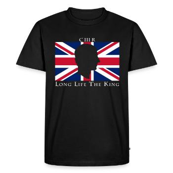Long Live The King Uk Flag - Men's Premium Organic T-Shirt - black - Front - Nico (187cm)