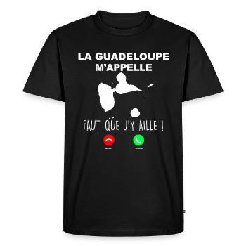 La Guadeloupe M'Appelle Faut Que J'y Aille - T-shirt Premium bio Homme - noir - Devant - Nico (187cm)