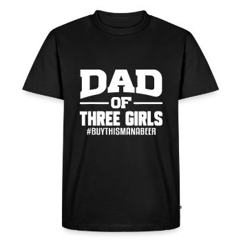 Papa de trois filles Cadeau de fête des pères de sa fille - T-shirt Premium bio Homme - noir - Devant - Nico (187cm)