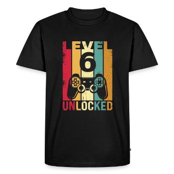 Six 6 ans 6 anniversaire garçon fils drôle de joueur 6ème ans - T-shirt Premium bio Homme - noir - Devant - Nico (187cm)