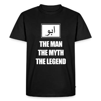 Abu L’homme Le mythe L’idée de légende Papa ourdou - T-shirt Premium bio Homme - noir - Devant - Nico (187cm)