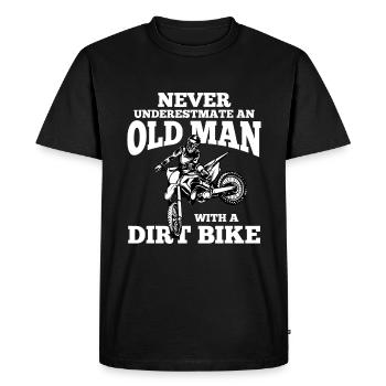 Ne sous-estimez jamais un vieil homme avec une moto hors route - T-shirt Premium bio Homme - noir - Devant - Nico (187cm)