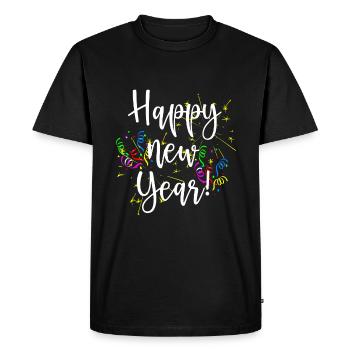 Joyeux réveillon du jour de l’An Feux d’artifice Confettis - T-shirt Premium bio Homme - noir - Devant - Nico (187cm)