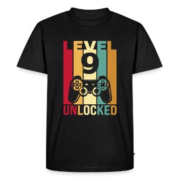 Ten 9yr 9 Birthday Boy Son Funny Gamer 9th Years - Men's Premium Organic T-Shirt - black - Front - Nico (187cm)